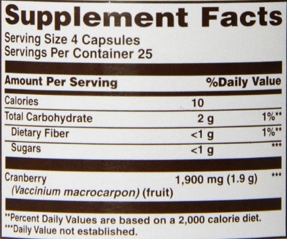 Picture of Sundown Naturals Cranberry Fruit Capsules 475 mg 100 Count Bottle