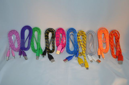 Picture of Micro USB Braided Data Sync Charging Cable 1M 3FT Flat Wholesale Lot For Samsung