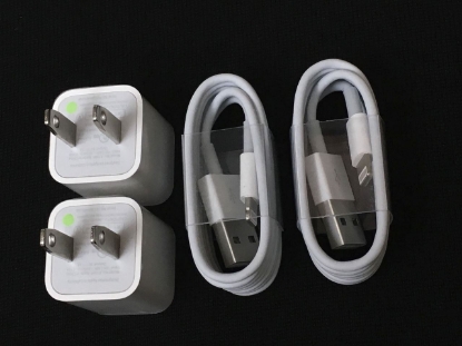 Picture of AUTHENTIC OEM For Apple Iphone 6S 6 6 5S Wall Charger USB Lightning Cable 2 Pack