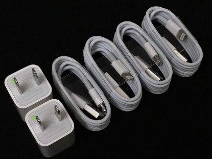 Picture of GENUINE For Apple iPhone 5 5S 5C 6 6 6S Wall Charger USB Lightning Cable 2 Pack