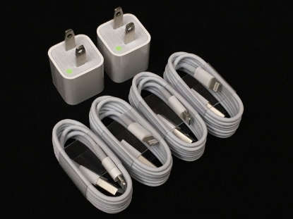Picture of GENUINE For Apple iPhone 5 5S 5C 6 6 6S Wall Charger USB Lightning Cable 2 Pack