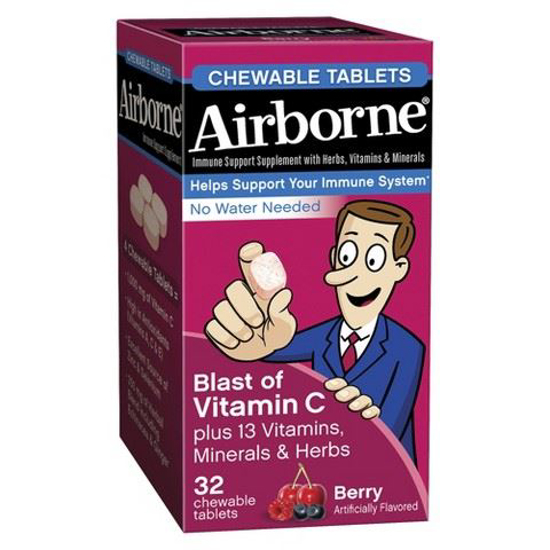 Picture of Airborne Chewable Tablets Immune Support Supplement with Herbs, Vitamin C Berry Flavors