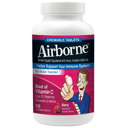Picture of Airborne Chewable Tablets Immune Support Supplement with Herbs, Vitamin C Berry Flavors