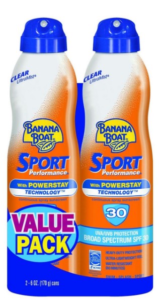 Banana Boat Ultra Mist Sport Performance Broad Spectrum Sun Care Sunscreen Spray Twin Pack  SPF 30 6 ounce
