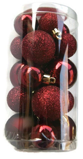 Picture of Holiday Time Miniature Christmas Tree Shatterproof Ornaments - Burgundy - 20 Count