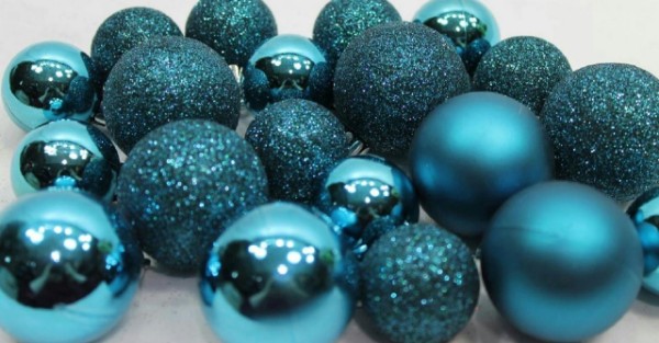 Picture of Holiday Time Mini Ornament Set,shatterproof Shiny Bulbs with Glitter,20x Dark Blue