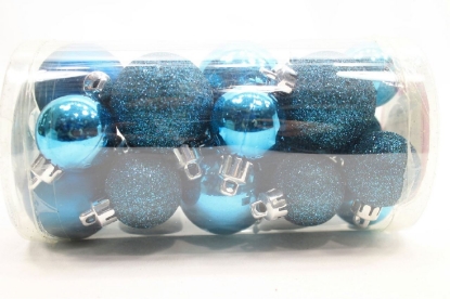Picture of Holiday Time Mini Ornament Set,shatterproof Shiny Bulbs with Glitter,20x Dark Blue