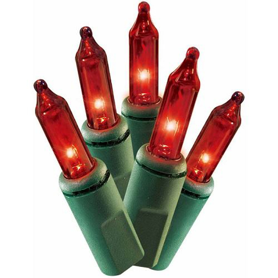 Picture of Holiday Time Red Mini Green Wire Christmas Lights, 300-Count