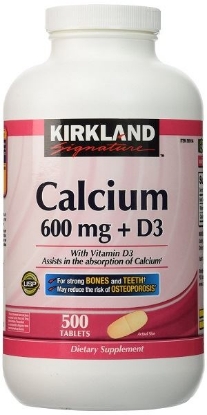 Picture of Kirkland Signature Calcium 600 mg + D3 For Strong Bones and Teeth 500 Tablets Each (PACK OF TWO)