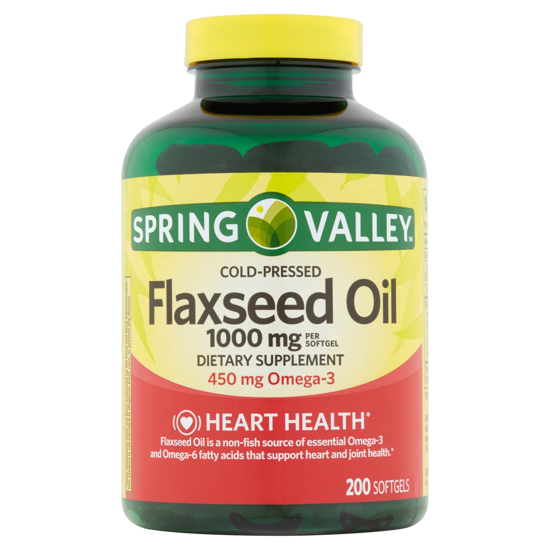 Picture of Spring Valley Flaxseed Oil Vegetarian Softgels, 1000 mg, 200 Ct