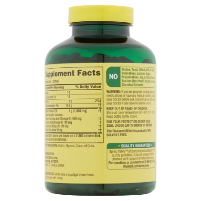 Picture of Spring Valley Flaxseed Oil Vegetarian Softgels, 1000 mg, 200 Ct