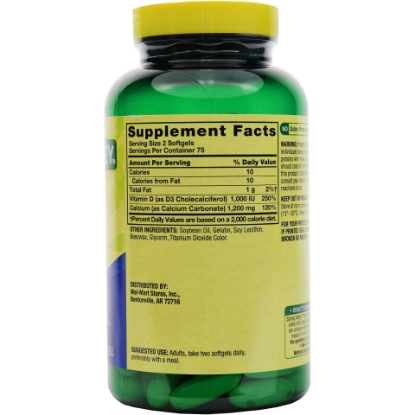 Picture of Spring Valley Calcium Liquid Filled Absorbable 150 Softgels 600mg Plus Vitamin D3