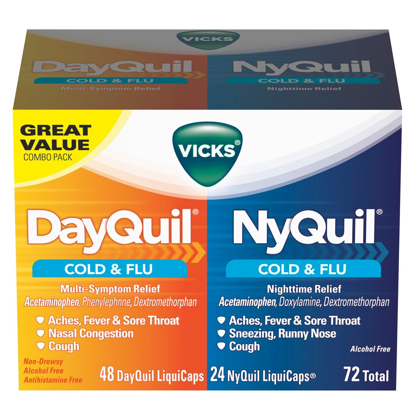 Picture of Vicks Dayquil And Nyquil Cold & Flu Relief Liquicaps Convenience Pack 72 Count