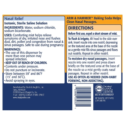 Picture of Arm & Hammer Simply Saline Nasal Relief 4.25 oz 3 pk
