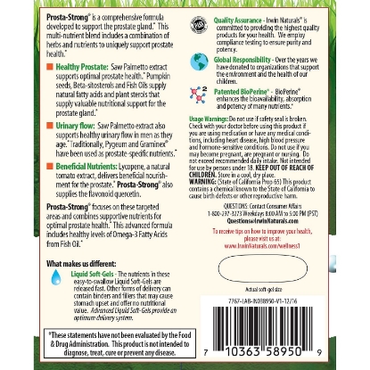 Picture of Prosta Strong Healthy Prostate & Urinary Flow 180 Liquid Soft-Gels by Irwin Naturals