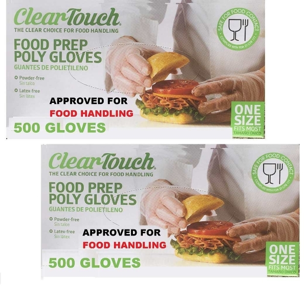 Picture of Disposable Gloves Food Preparation Poly Gloves Disposable Food Gloves Latex & Powder Free 2 Box 1000 Gloves