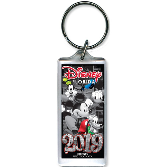 Picture of 2019 Dated Vintage Pal Mickey Goofy Donald Pluto Lucite Keychain, Multi (Florida Namedrop)