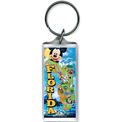 Picture of Florida Mickey Map Lucite Keychain (Florida Namedrop)