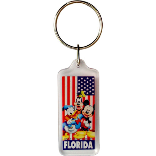 Picture of Disney Mickey Proud To Be American With Gang Lucite Keychain Florida Name Drop