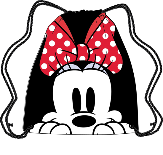 Picture of Disney Drawstring Tote Minnie Peeking Black Red bag