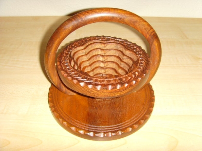 Picture of Angel Handcraft Rose Wood Collapsible candy Baskets 6" 1 Compartment