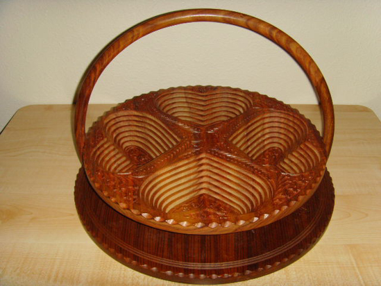 Picture of Angel Handcraft Rose Wood Collapsible fruit  Baskets   16" 4 compartment
