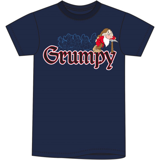 Picture of Disney Adult Men's  Embroidered Grumpy Day Navy T Shirt