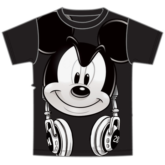 Picture of Disney Adult Mens Tee Mickey Hedfowns Headphones Black  T-Shirt