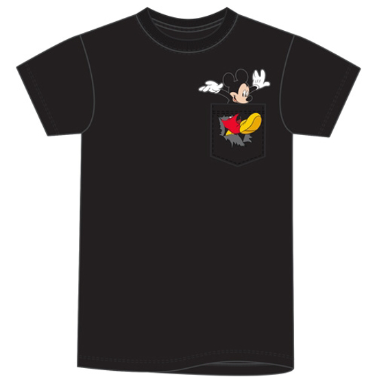 Picture of Disney Mens Pocket Mickey Kicking  Black T-Shirt
