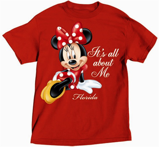 Picture of Disney Womens T Shirt All About Me Minnie Red Florida Namedrop XL