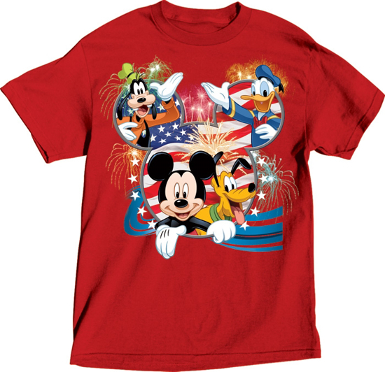 Picture of Disney Adult Tee Shirt Disney USA Mickey Group Red T-Shirt
