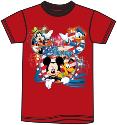 Picture of Youth Tee Shirt Disney USA Mickey Group Red