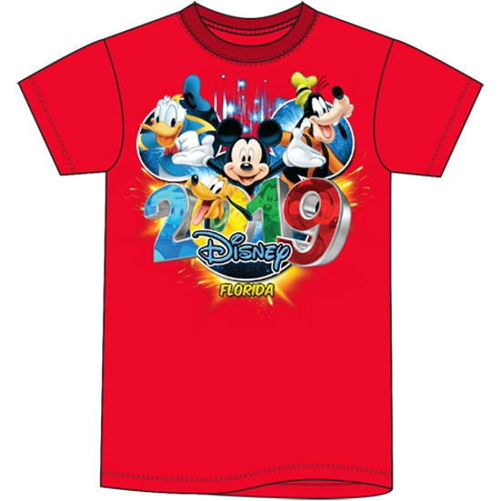 Picture of Disney T Shirt 2019 Pop Out Mickey Goofy Donald Pluto Red Florida Namedrop