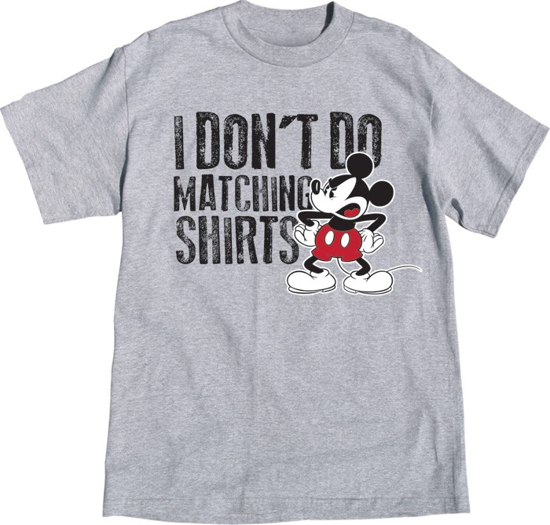 Picture of Disney Plus Size Unisex Tee Shirt Mickey Don't Do Matching Gray