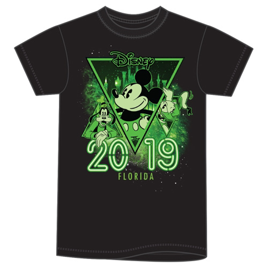 Picture of Disney Plus Size Unisex T Shirt 2019 Dated Mickey Goofy Donald, Glow in the Dark Black Florida Namedrop