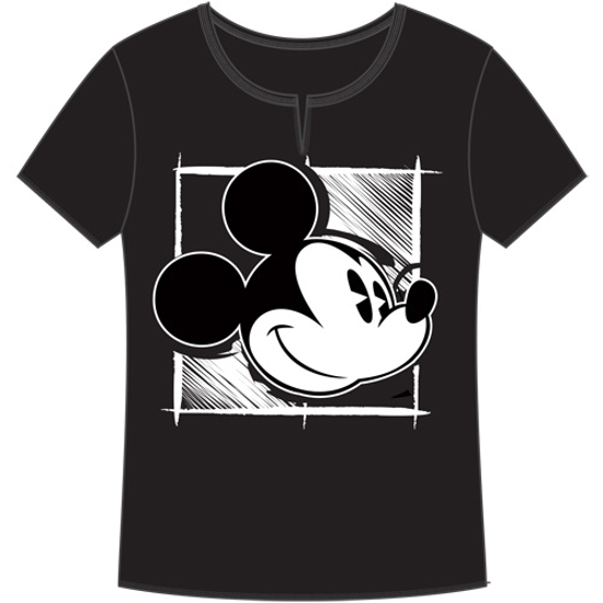 Picture of Disney Adult V-Neck Shirt Painter Mickey Black