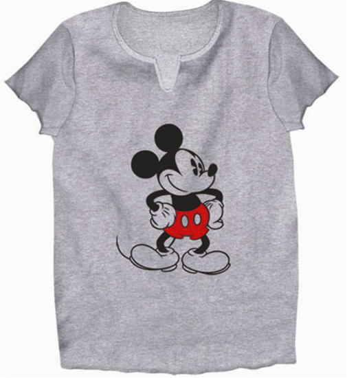 Picture of Disney Womens V Neck T Shirt Old School Mickey Gray Heather