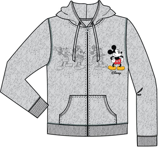Picture of Disney Adult Mickey Plus One Zip Up Hoodie Gray Medium