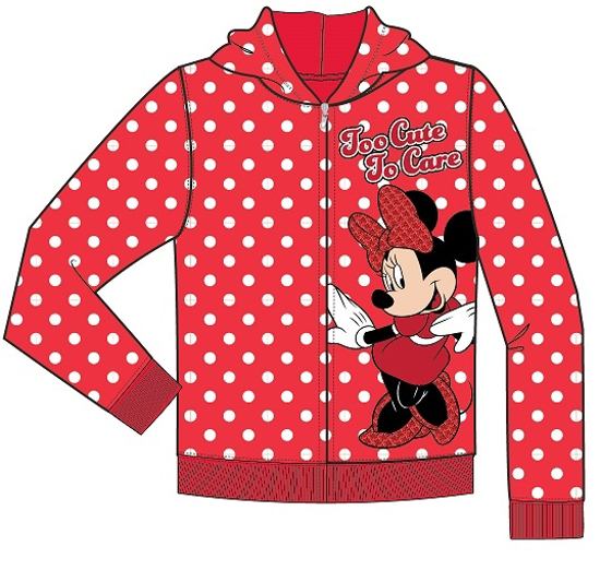 Picture of Disney Toddler Too Cute to Care Minnie Zip Up Hoodie Red White Polka Dots