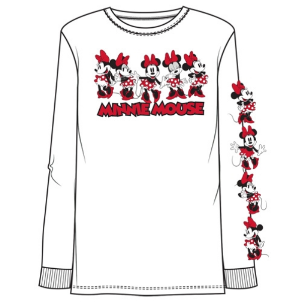 Picture of Disney Adult Unisex Minnie Expressions Long Sleeve Top with Sleeve print White