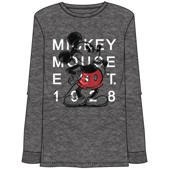 Picture of Disney Adult Unisex Mickey Night Long Sleeve Top Charcoal Heather