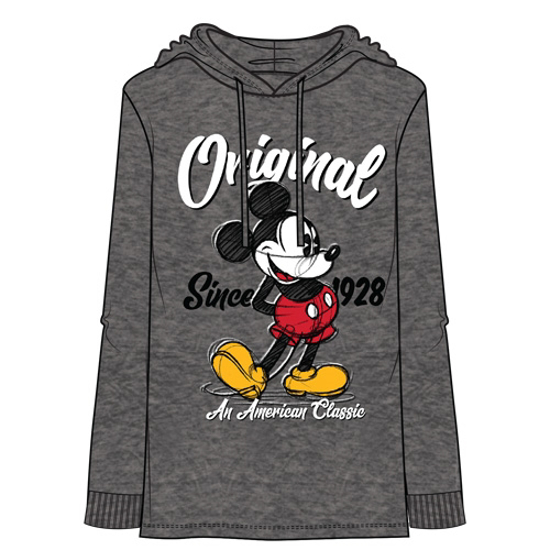 Picture of Disney Adult Men's 1928 Mickey Mouse Lightweight Hoodie Charcoal Gray