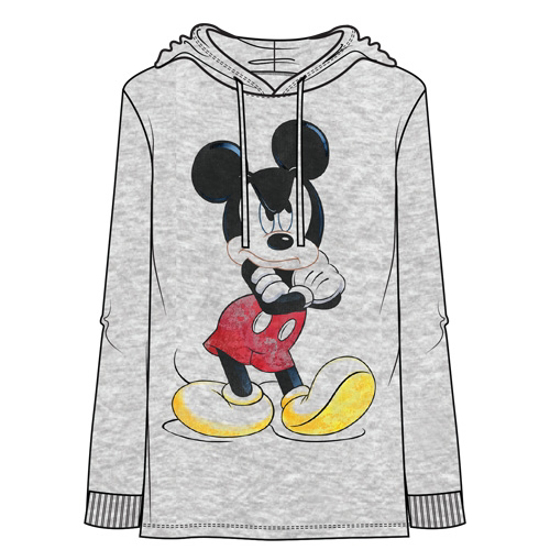 Picture of Disney Adult Men's Whatever Mickey Lightweight Hoodie Gray Heather