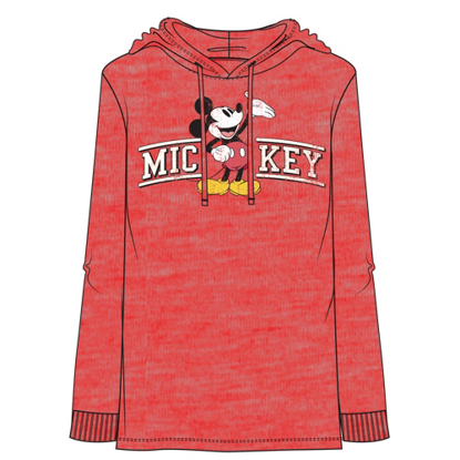 Picture of Disney Adult Men's Mickey Curve Lightweight Hoodie Cherry Red