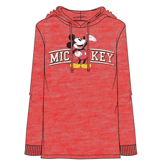 Picture of Disney Adult Men's Mickey Curve Lightweight Hoodie Cherry Red