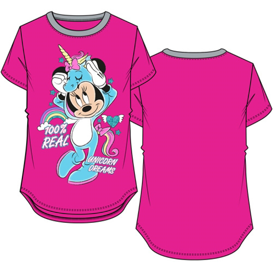 Picture of Disney Youth Girls Ringer Tee Minnie Mouse Real Unicorn Fuchsia & Grey