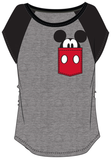 Picture of Disney Youth Mickey Peeking Pocket Tee Charcoal