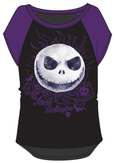 Picture of Disney Youth Girls Nightmare Before Christmas Jack Face Top Black Purple