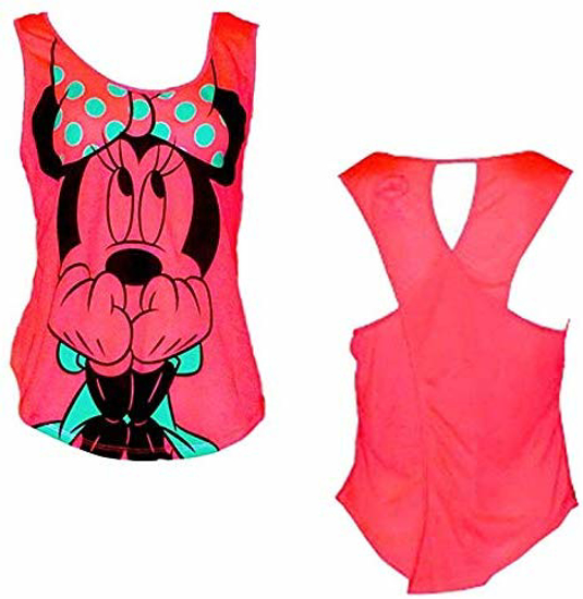 Picture of Disney Womens Fashion Tank Top Scared Minnie Mouse Shocking Pink