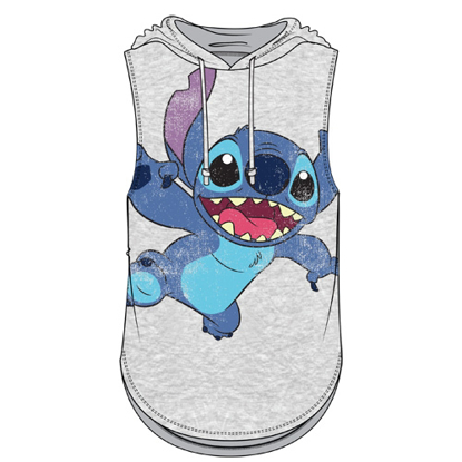 Picture of Disney Junior Fashion Hooded Tank Top Pop Stitch Heather Grey